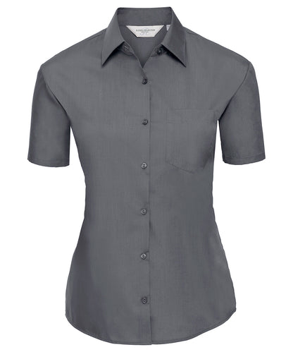 Women's short sleeve polycotton easycare poplin shirt