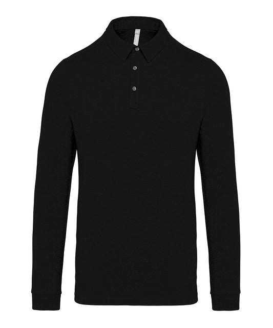 Jersey knit long sleeve polo shirt