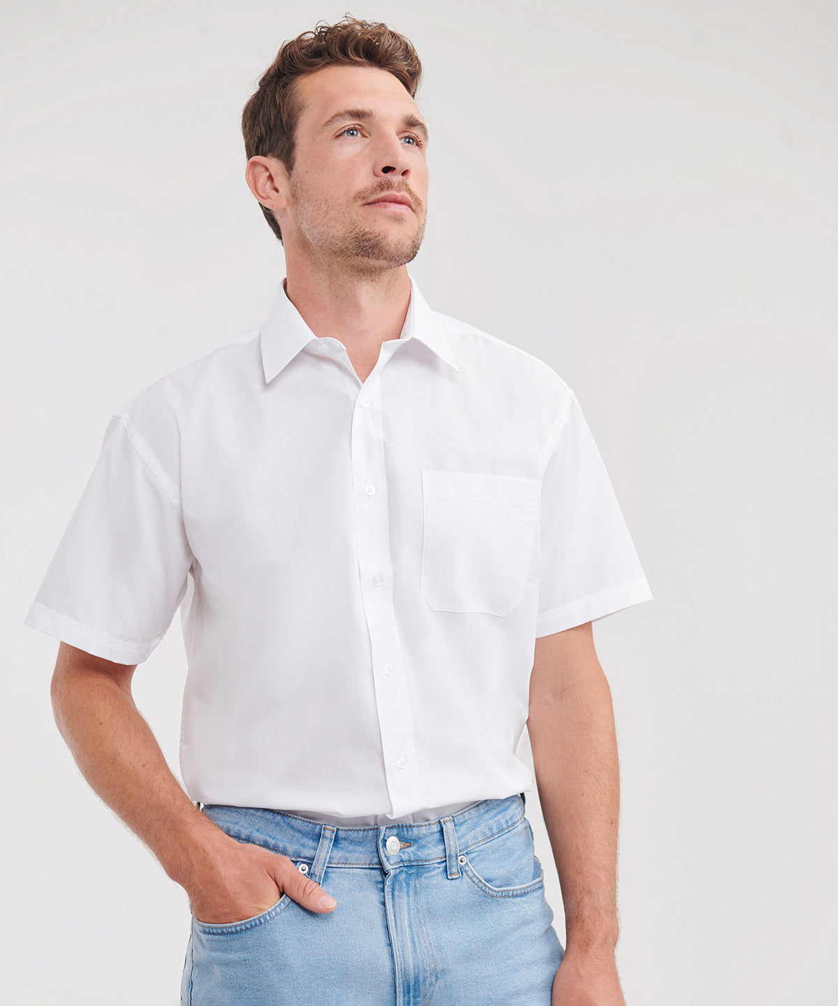 Short sleeve polycotton easycare poplin shirt