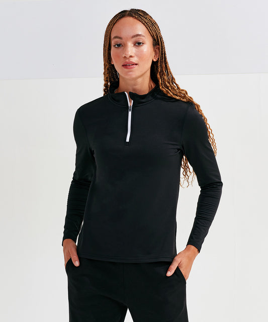 Women’s TriDri® recycled long sleeve brushed back ¼ zip top