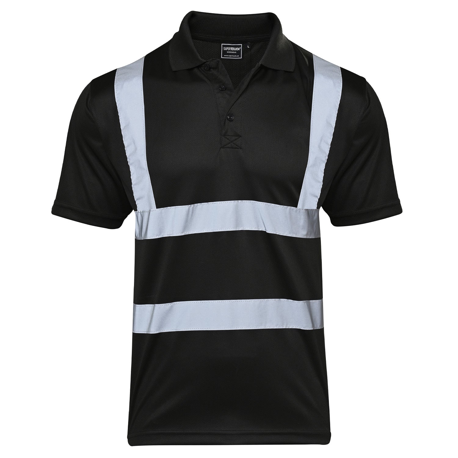 Supertouch Hi Vis Black Bird Eye Polo Shirt