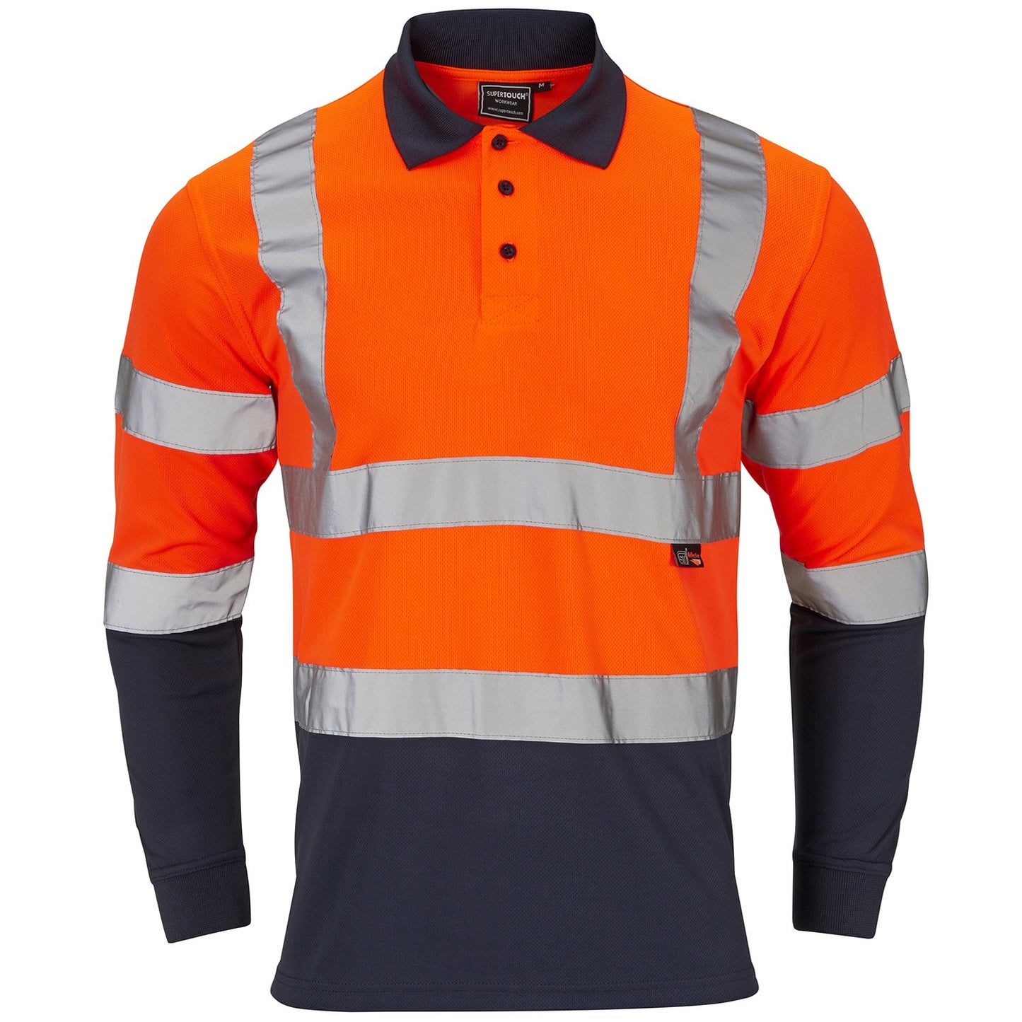 Supertouch Hi-Vis 2 Tone Orange Long Sleeve Polo Shirt