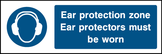 Ear Protection Zone Ear Protectors Must Be Worn Mandatory Signs Personal Protective Equipment Signage - PPE0010.