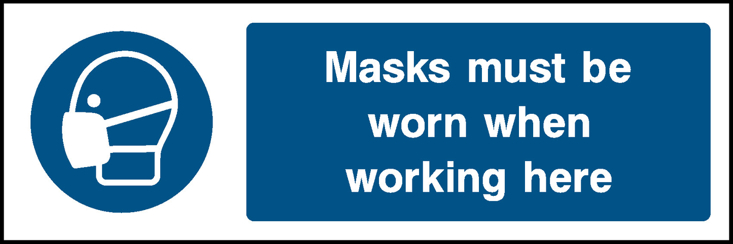 Masks Must Be Worn When Working Here Mandatory Signs Personal Protective Equipment Signage - PPE0012.