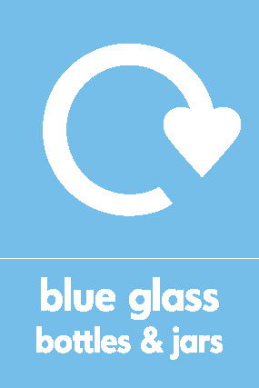 Blue Glass Bottles & Jars Recycling Glass Signage - GLAS0020