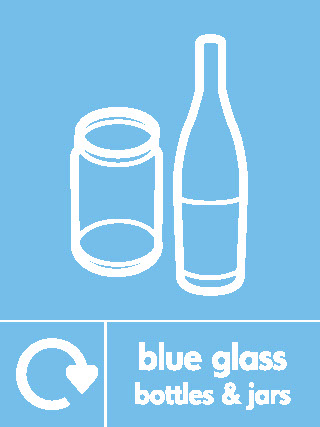 Blue Glass Bottle & Jars Recycling Glass Signage - GLAS0021