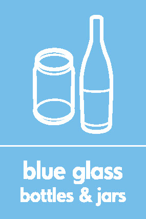 Blue Glass Bottles & Jars Recycling Glass Signage - GLAS0022