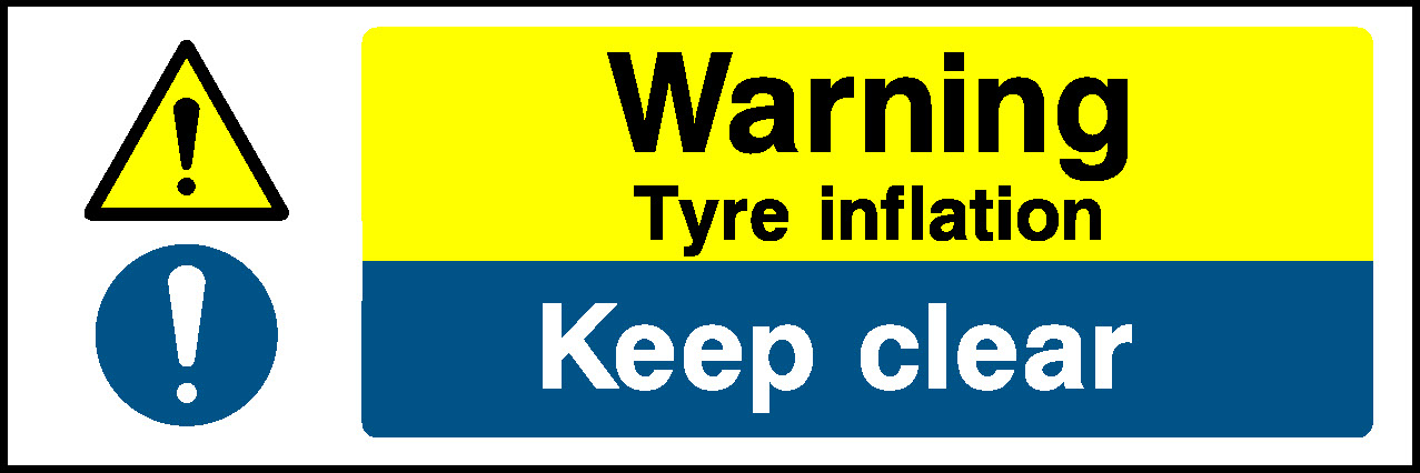 Warning Tyre Inflation Keep Clear Garage Signs Signage - GARA0007