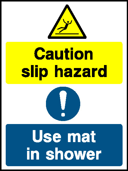 Caution Slip Hazard Use Mat In Shower Hotel Signs Signage - HOTE0024