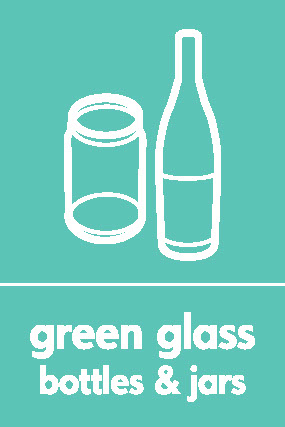 Green Glass Bottles & Jars Recycling Glass Signage - GLAS0035