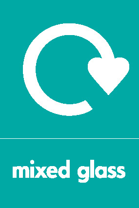 Mixed Glass Recycling Glass Signage - GLAS0036