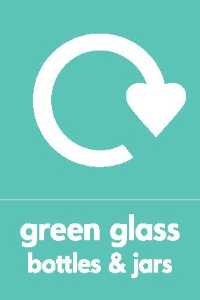 Green Glass Bottles & Jars Recycling Glass Signage - GLAS0033