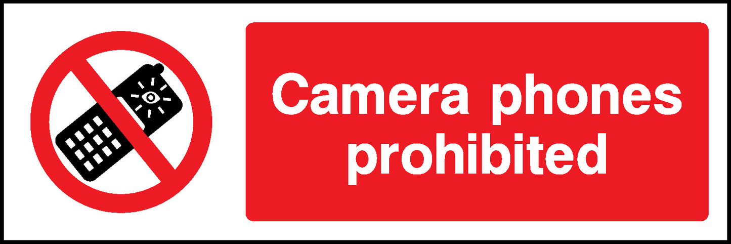 Camera Phones Prohibited Prohibition General Signage - GENE0015