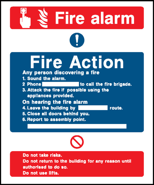 Fire Alarm Information Fire Action Signage - FACT0004