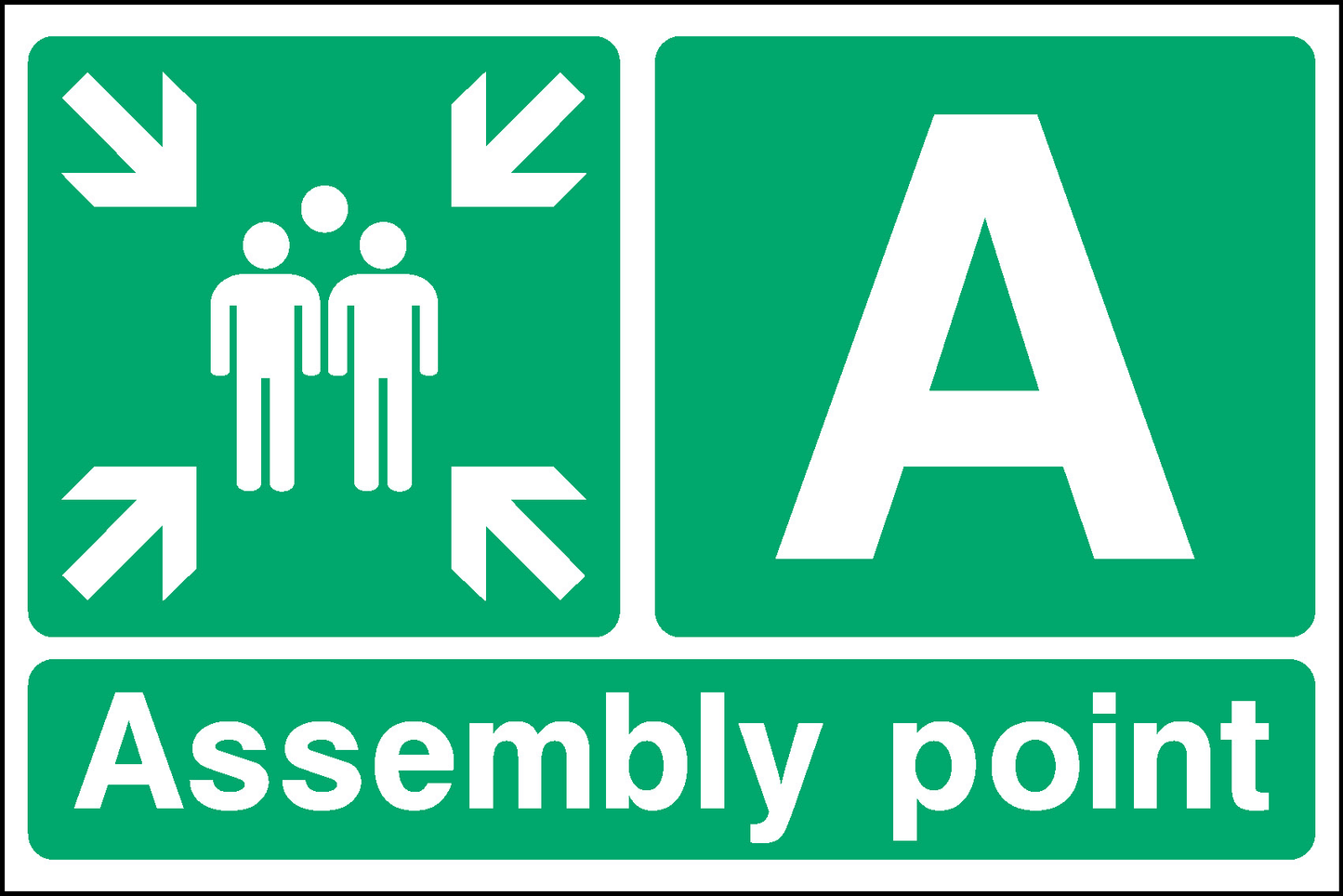 Assembly Point A with Grouping Arrows Emergency Escape Signage - EMER0087