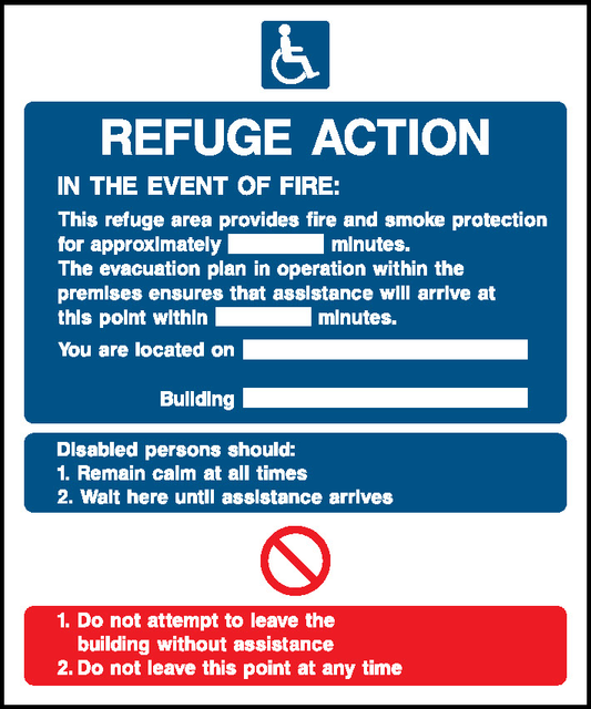 Refuge Action Fire Action Signage - FACT0017