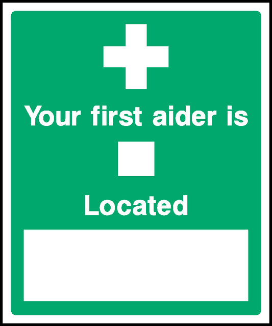 Your First Aider Is Located First Aid Signage - FAID0002