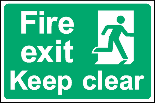 Fire Exit Keep Clear Emergency Escape Signage - EMER0086