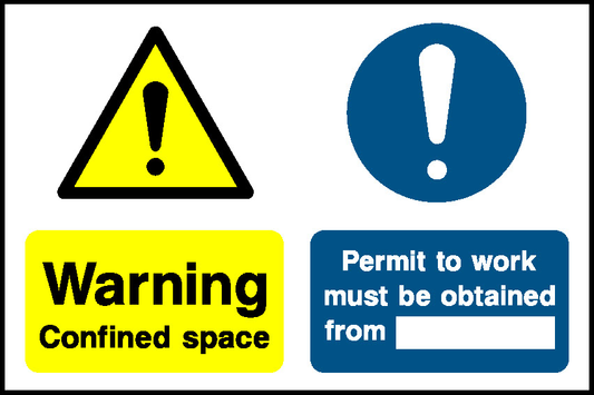 Permit To Work Warning Must Be Obtained Confined Space Multi Purpose Signage - MULT0018