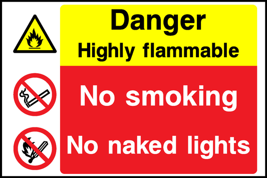 Danger Highly Flammable No Smoking No Naked Lights Multi Purpose Signage - MULT0027