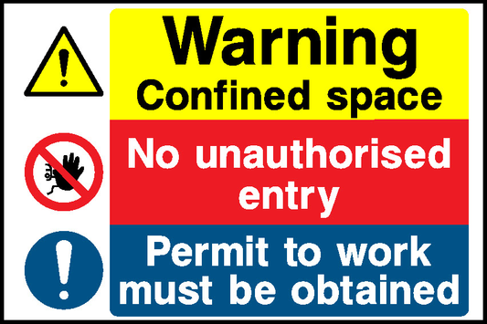 A Warning Confined Space No Unauthorised Entry Permit To Work Must Be Obtained Multi Purpose Signage - MULT0020