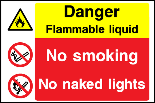 Danger Flammable Liquid No Smoking No Naked Lights Multi Purpose Signage - MULT0028