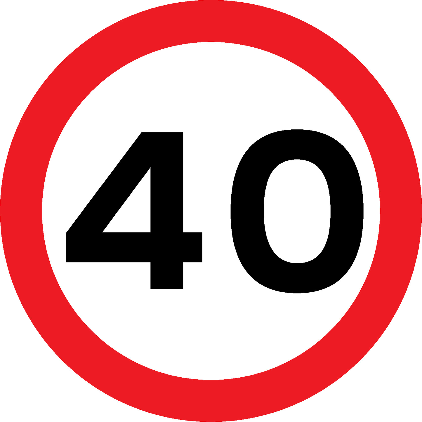 Speed Limit 40 Road Traffic Regulatory Signage - REGU0013