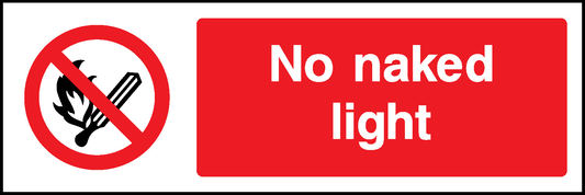 No Naked Light Prohibition Smoking Signage - SMOK0025