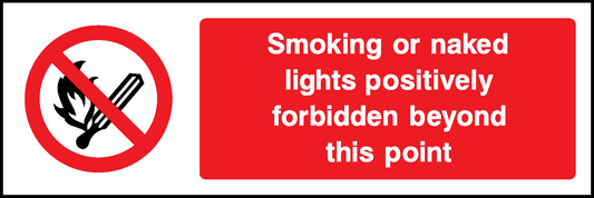 Smoking Or Naked Lights Positively Forbidden Beyond This Point Prohibition Smoking Signage - SMOK0001