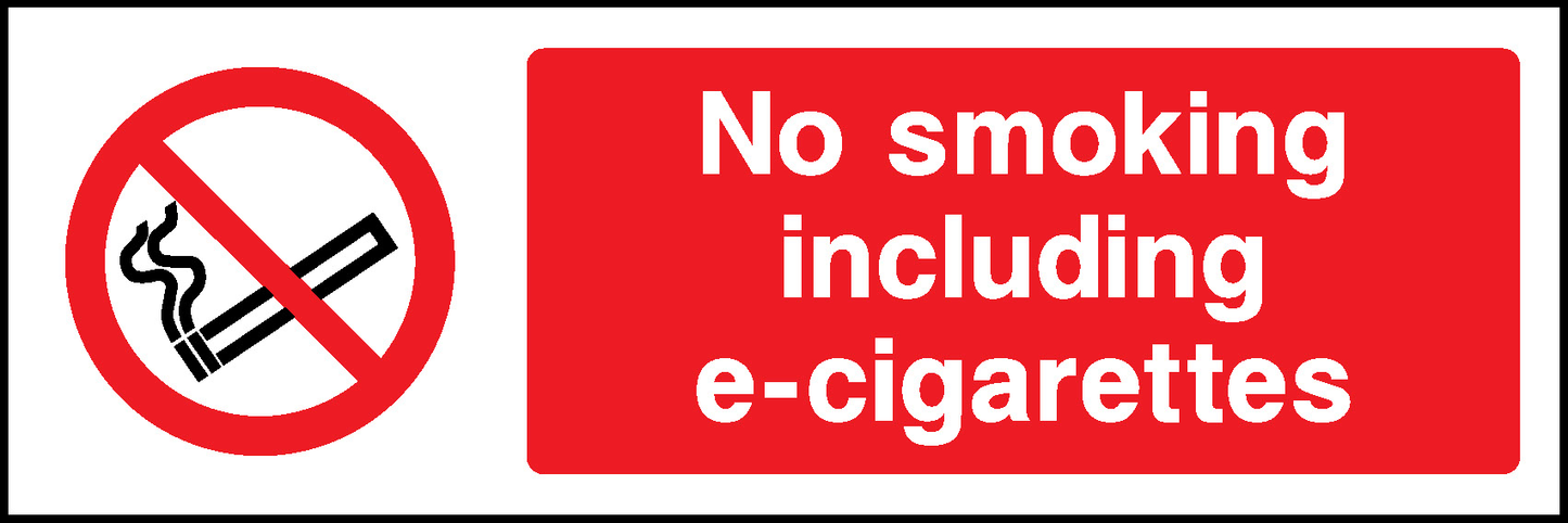 No Smoking Including E-Cigarettes Prohibition Smoking Signage - SMOK0038