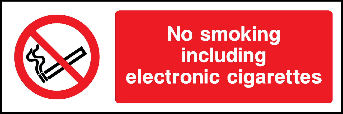 No Smoking Including Electronic Cigarettes Prohibition Smoking Signage - SMOK0039