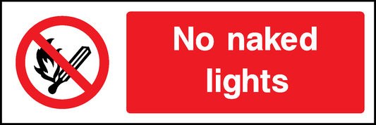 No Naked Lights Prohibition Smoking Signage - SMOK0005