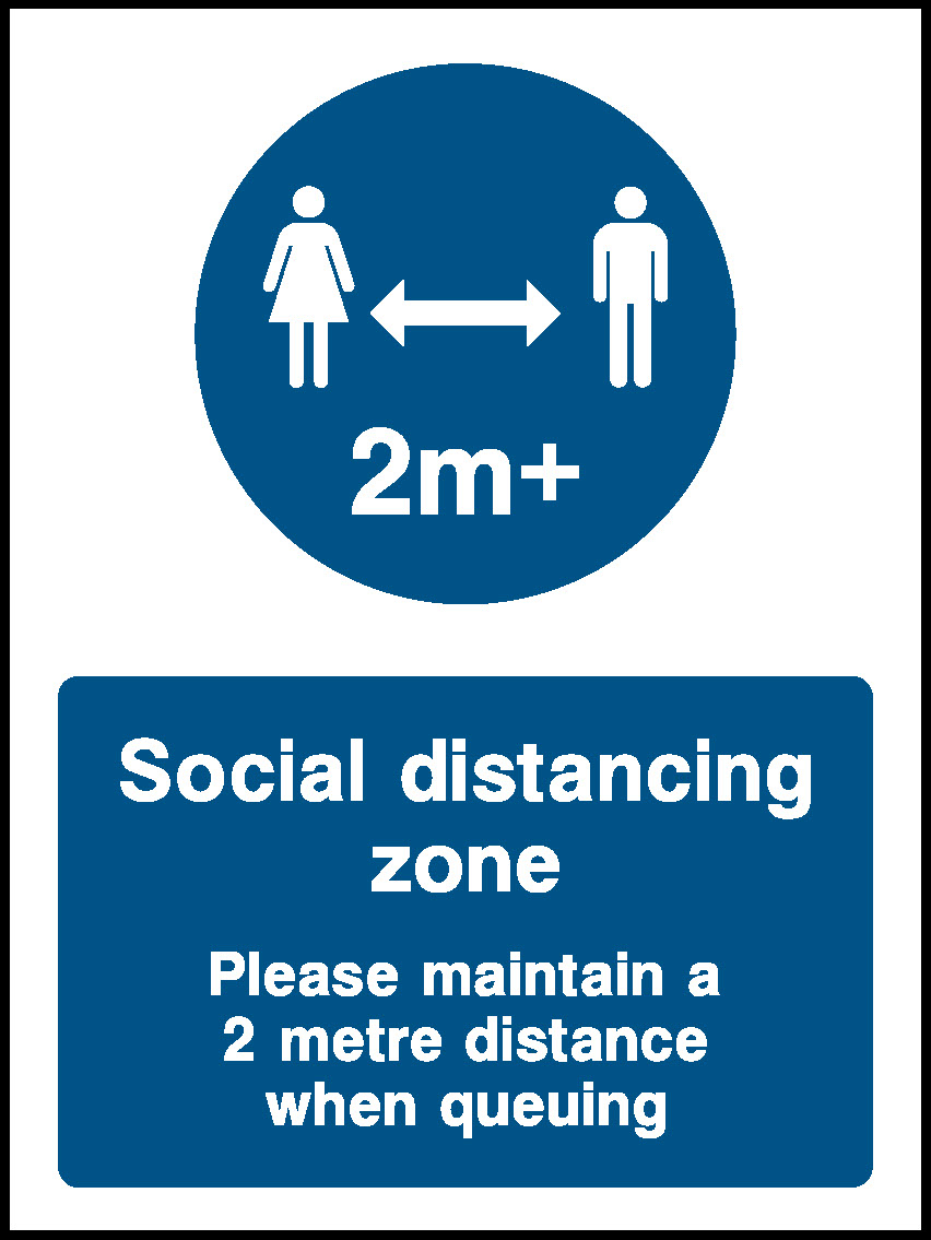 2M+ Social Distancing Zone Please Maintain A 2 Metre Distance When Queuing Covid Signage - COVI0002