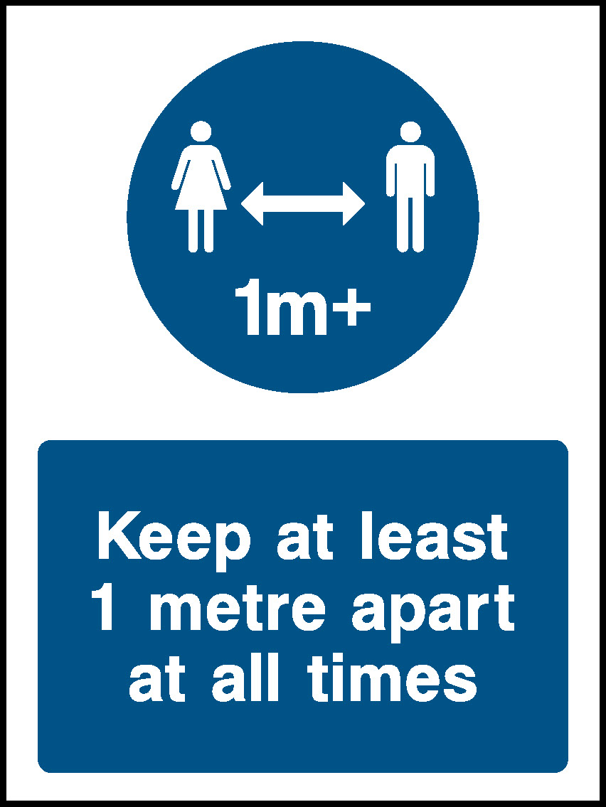 1m+ Keep At Least 1 Metre Apart At All Times Covid Signage - COVI0003