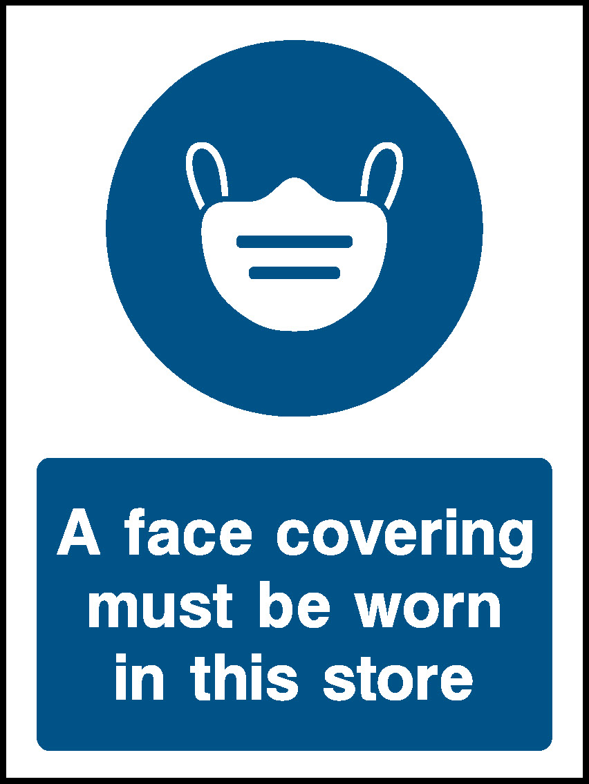 A Face Covering Must Be Worn In This Store Covid Signage - COVI0014