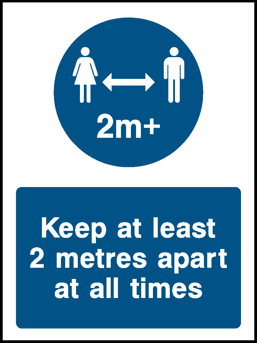 2M+ Keep At Least 2 Metres Apart At All Times Covid Signage - COVI0004