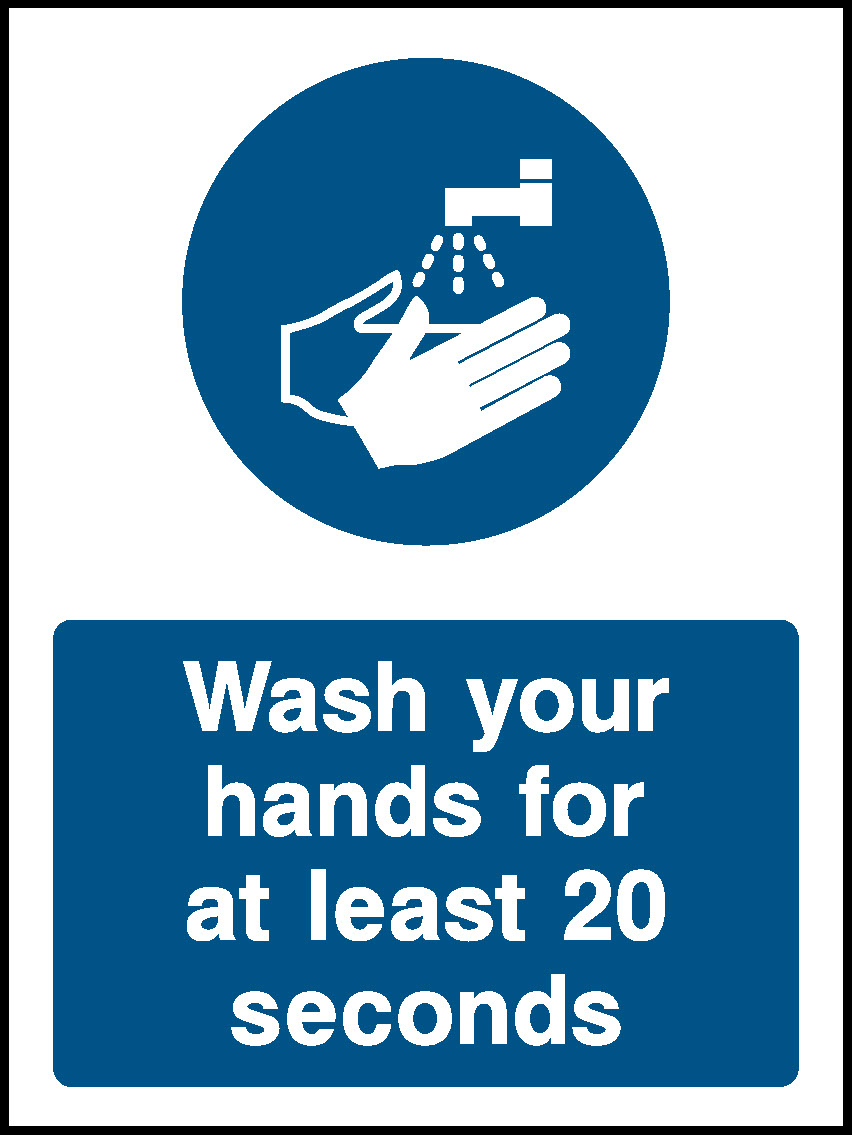 Wash Your Hands For At Least 20 Seconds Covid Signage - COVI0024