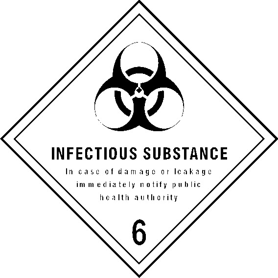 Infectious Substance In case of damage or leakage, immediately notify public health authority Dangerous Substances Signage - DANG0029