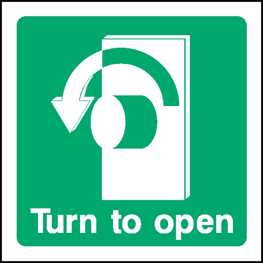 Turn To Open Emergency Escape Signage - EMER0049