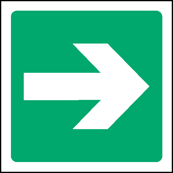 Right Green Arrow Emergency Escape Signage - EMER0054