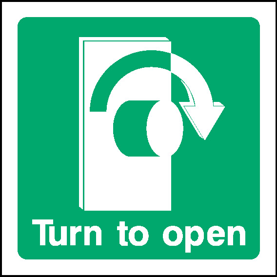 Turn To Open Emergency Escape Signage - EMER0050