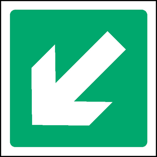 Left Down Green Arrow Emergency Escape Signage - EMER0051