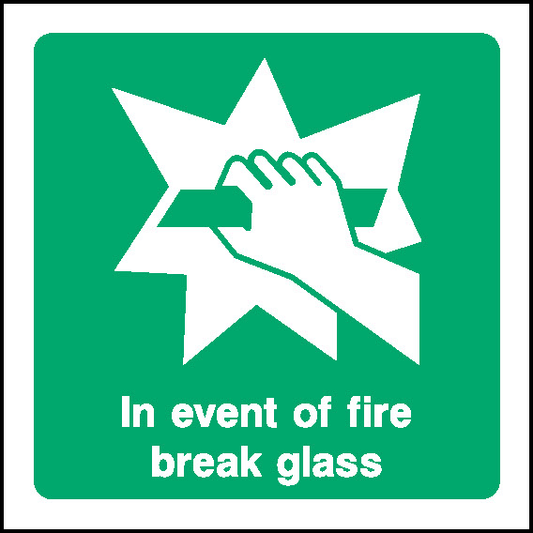 In Event Of Fire Break Glass Emergency Escape Signage - EMER0065