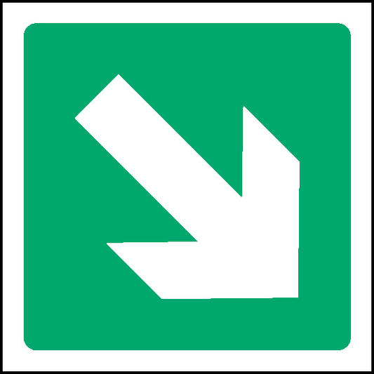 Right Down Green Arrow Emergency Escape Signage - EMER0052