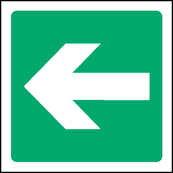 Left Green Arrow Emergency Escape Signage - EMER0053