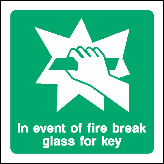 In Event Of Fire Break Glass For Key Emergency Escape Signage - EMER0063