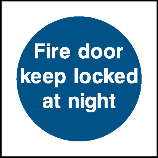 Fire Door Keep Locked At Night Fire Prevention Signage - FPRV0010