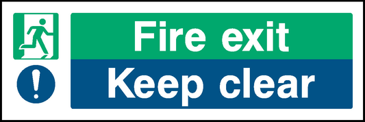 Fire Exit ! Keep Clear Emergency Escape Signage - EMER0048