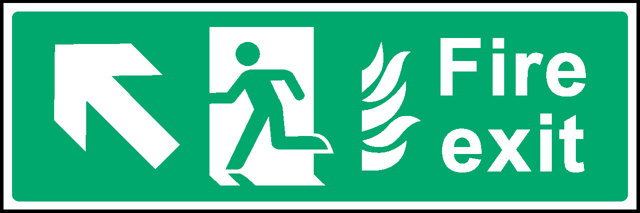 Fire Exit Up Left Arrow Emergency Escape Signage - EMER0017