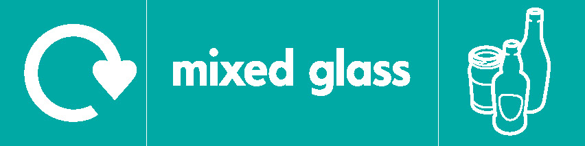 Mixed Glass Recycling Glass Signage - GLAS0019